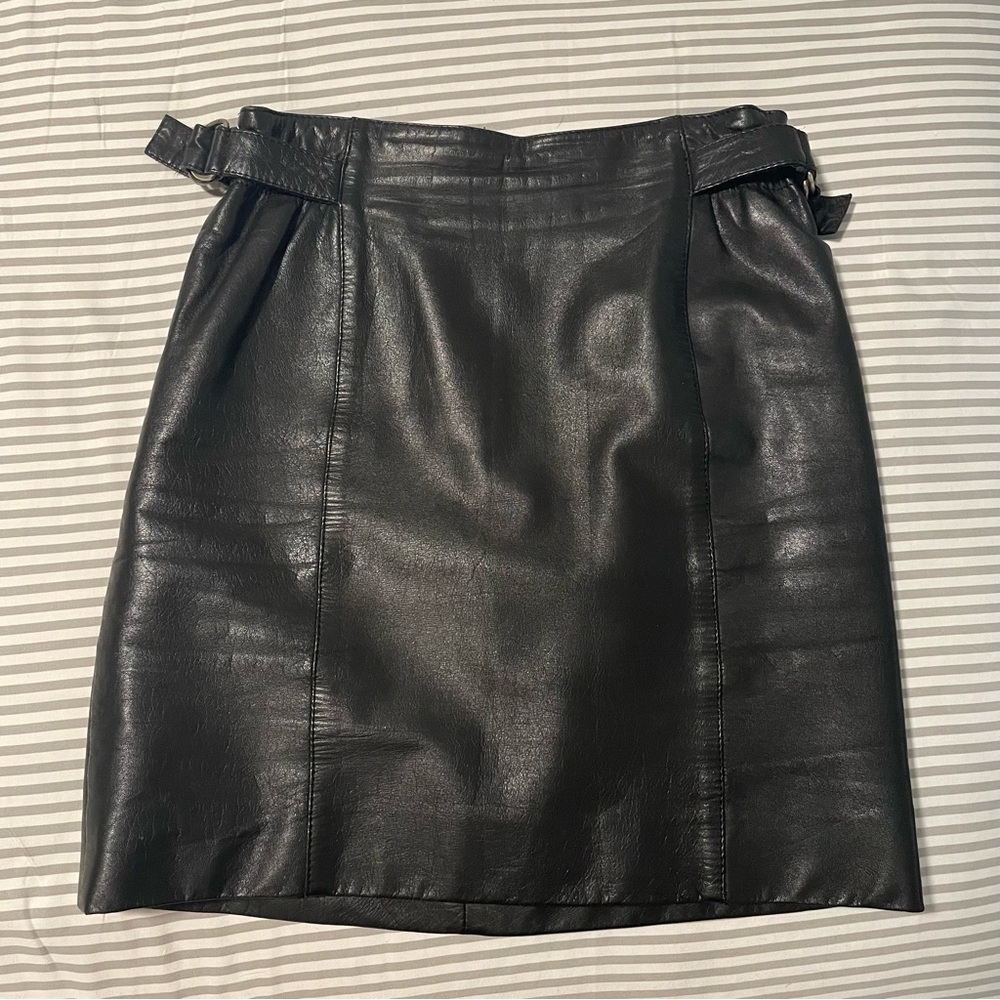 Genuine Leather Black Skirt | TED LAPIDUS Paris 70’s Designer Vintage Collection